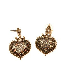 Betsey Johnson leopard heart earrings